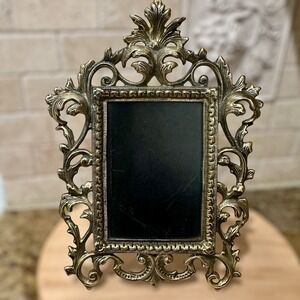 Vintage Ornate Picture Frame Victorian Style Art Metal Gold Tone 4x6 Photo Japan